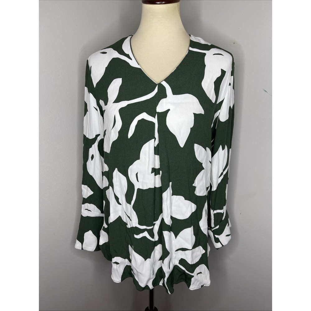 Womens Marimekko Green White Floral Longsleeve Tunic Blouse 38